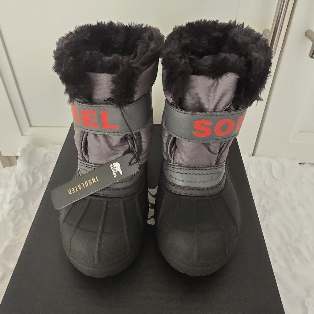Sorel Black and Gray Kids Winter Boots